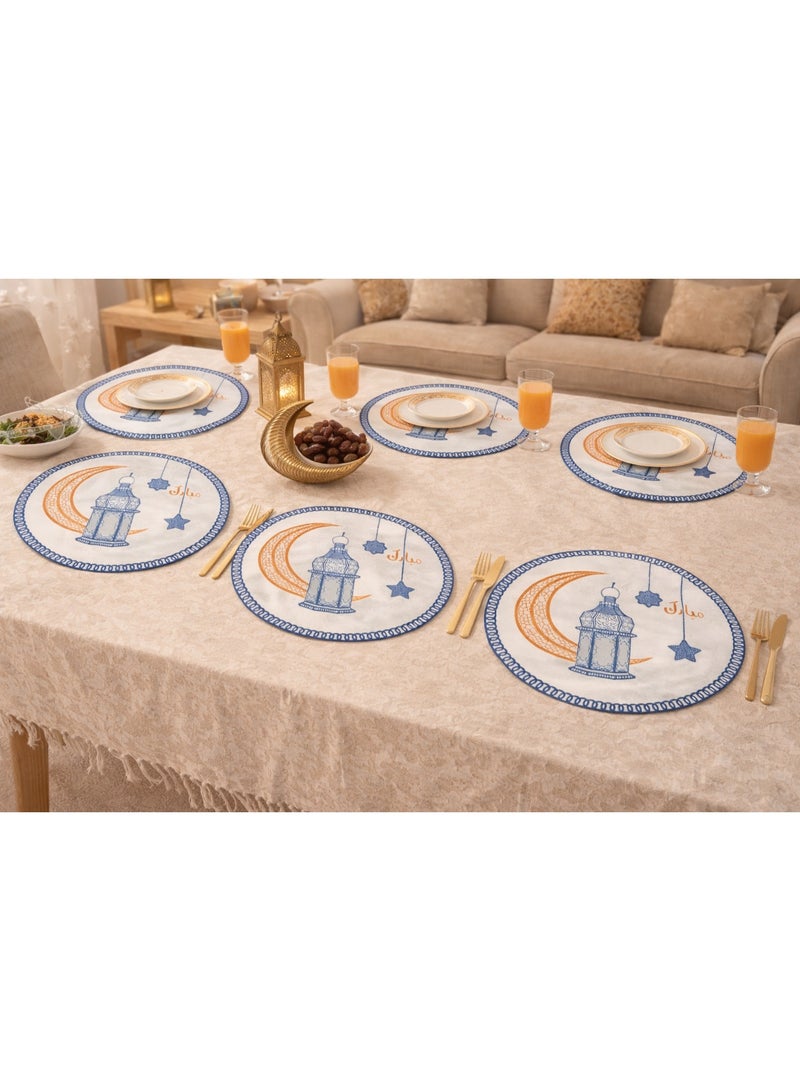 Set Of 6 Round Table Placemats & Coasters 37×37 Cm – Ramadan Home & Dining Table Decor - Image 2